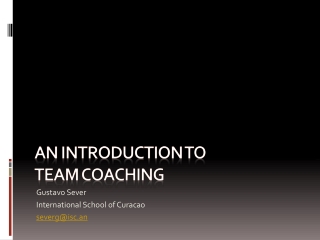 An introduction to team coaching