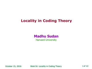 Locality in Coding Theory