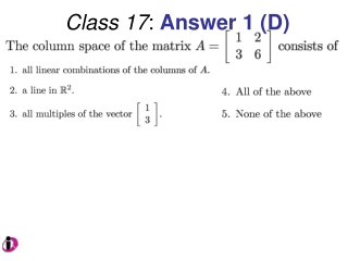 Class 17 : Answer 1 (D)