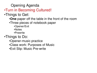 Opening Agenda