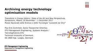 Archiving energy technology optimisation models