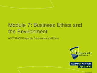 Module 7: Business Ethics and the Environment