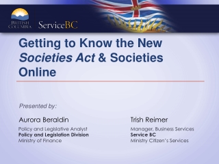 Getting to Know the New Societies Act &amp; Societies Online