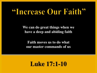 “Increase Our Faith”