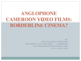 ANGLOPHONE CAMEROON VIDEO FILMS: BORDERLINE CINEMA?