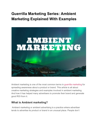 Guerrilla Marketing Series: Ambient Marketing Explained With Examples