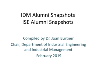 IDM Alumni Snapshots ISE Alumni Snapshots
