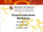 Finance Interviews Workshop