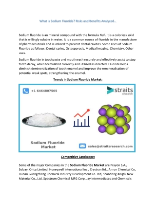 No More Mistakes With Sodium Fluoride Market...