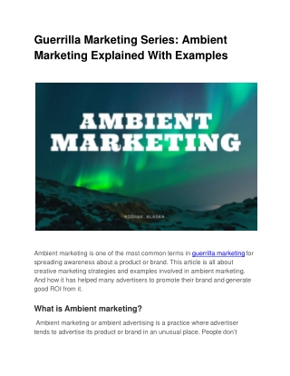 Guerrilla Marketing Series: Ambient Marketing Explained With Examples