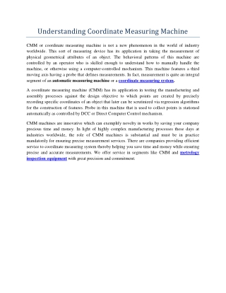 Understanding Coordinate Measuring Machine