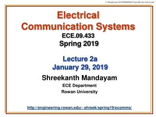 Electrical Communication Systems ECE.09.433 Spring 2019