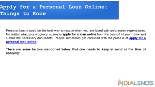 Apply for a Personal Loan Online: Things to Know