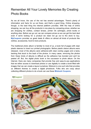 Remember All Your Lovely Memories By Creating Photo Books