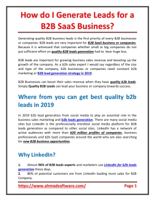 How do I generate leads for a B2B SaaS business?