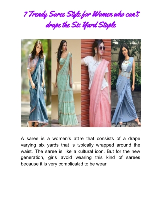 7 Trendy Saree Style for Women