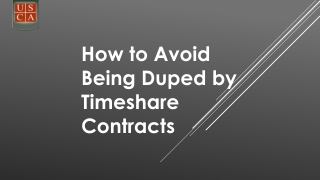 How to Avoid Being Duped by Timeshare Contracts