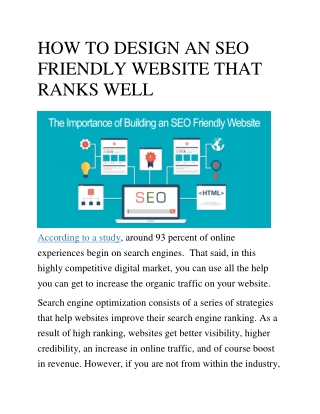 HOW TO DESIGN AN SEO FRIENDLY WEBSITE THAT RANKS WELL