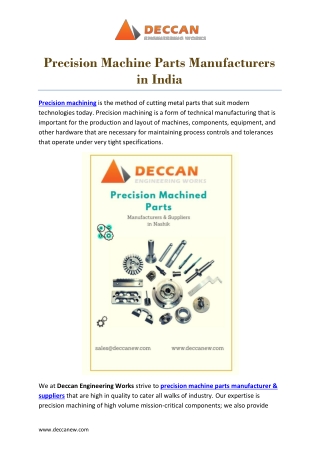 Precision Machine Parts Manufacturers in India