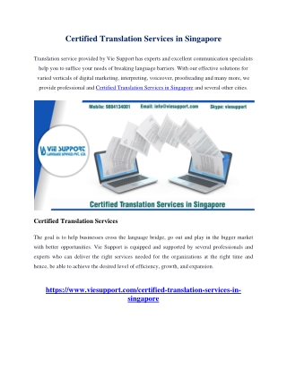 Certified Translation Services in Singapore