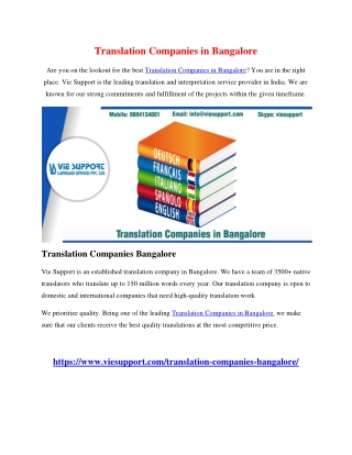 Translation Companies in Bangalore