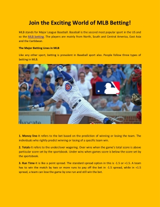 Join the Exciting World of MLB Betting!