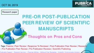 Pre-or post-publication Peer review of Scientific Manuscripts: Thoughts on Pros and Cons