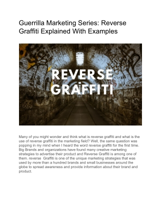 Guerrilla Marketing Series: Reverse Graffiti Explained With Examples