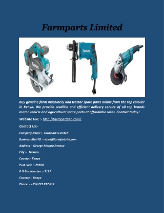 Top Brands Agricultural Spare Parts Supplier in Kenya