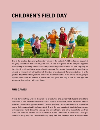 CHILDREN'S FIELD DAY