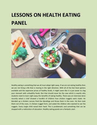 LESSONS ON HEALTH EATING PANEL