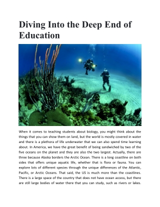 Diving Into the Deep End of Education
