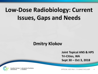 Joint Topical ANS & HPS Tri-Cities, WA Sept 30 – Oct 3, 2018