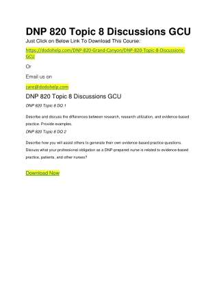 DNP 820 Topic 8 Discussions GCU