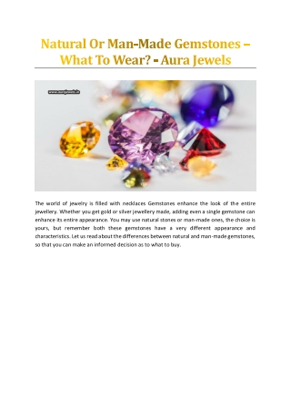 Natural Or Man-Made Gemstones – What To Wear? - Aura Jewels
