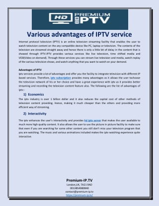 Various advantages of IPTV service