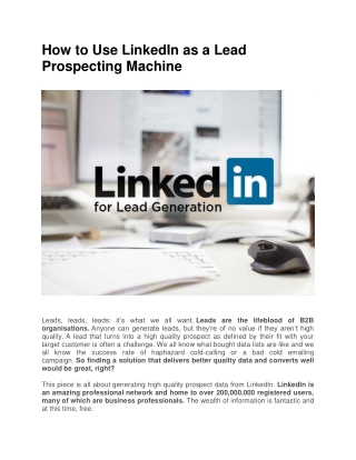 How To Use LinkedIn As a Lead Prospecting Machine