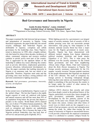Bad Governance and Insecurity in Nigeria