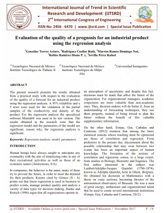 Evaluation of the Quality of a Prognosis for an Industrial Product using the Regression Analysis