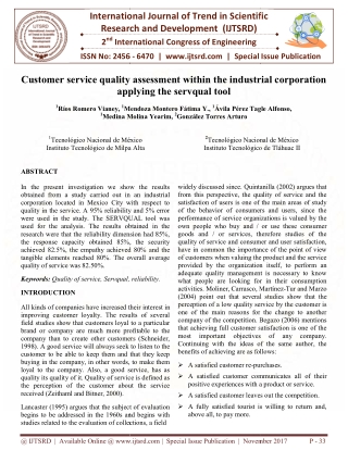 Customer Service Quality Assessment within the Industrial Corporation Applying the Servqual Tool