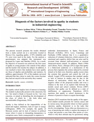 Diagnosis of the Factors Involved in Apathy in Students in Industrial Engineering