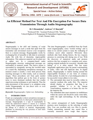 An Efficient Method For Text And File Encryption For Secure Data Transmission Through Audio Steganography