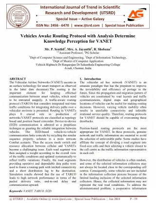 Vehicles Awake Routing Protocol with Analysis Determine Knowledge Perception for VANET