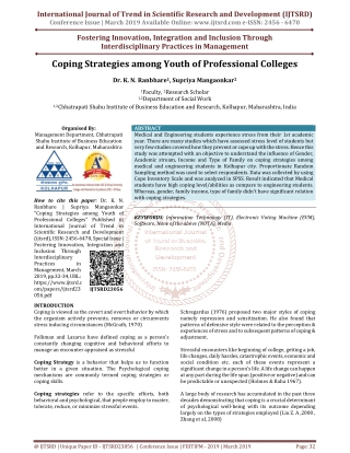 Coping Strategies among Youth of Professional Colleges