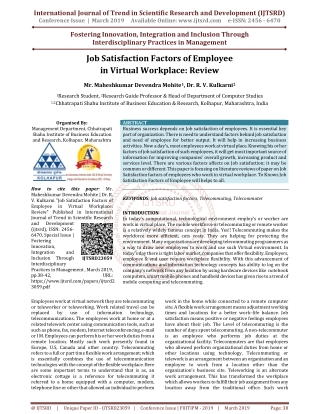 Job satisfaction Factors of Employee in Virtual Workplace Review