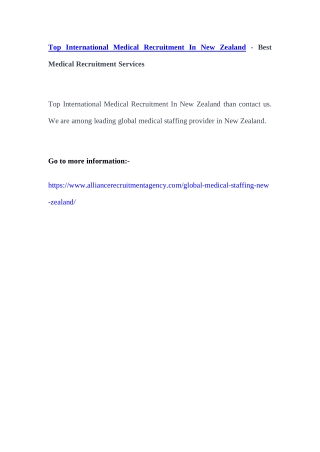 Top International Medical Recruitment In New Zealand - Best Medical Recruitment Services