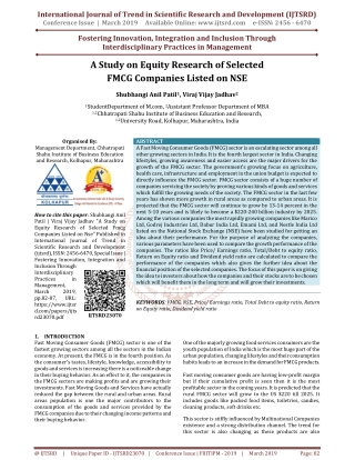A Study on Equity Research of Selected FMCG Companies Listed on NSE