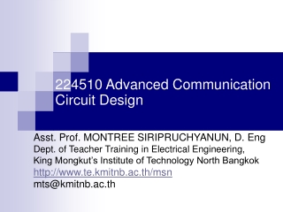 224510 Advanced Communication Circuit Design