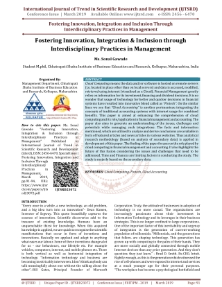 Fostering Innovation, Integration and Inclusion through Interdisciplinary Practices in Management