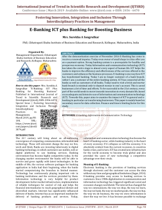 E Banking ICT Plus Banking for Boosting Business